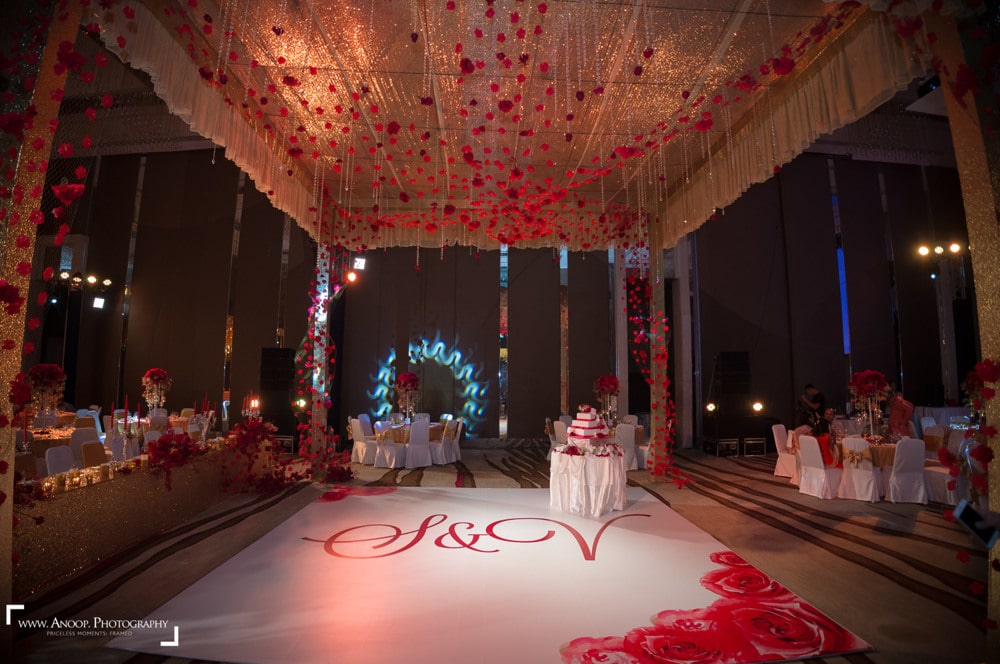 Reception stage floral detail at Rayong Marriott Resort & Spa, Rayong, planned and decorated by Niramit Creations