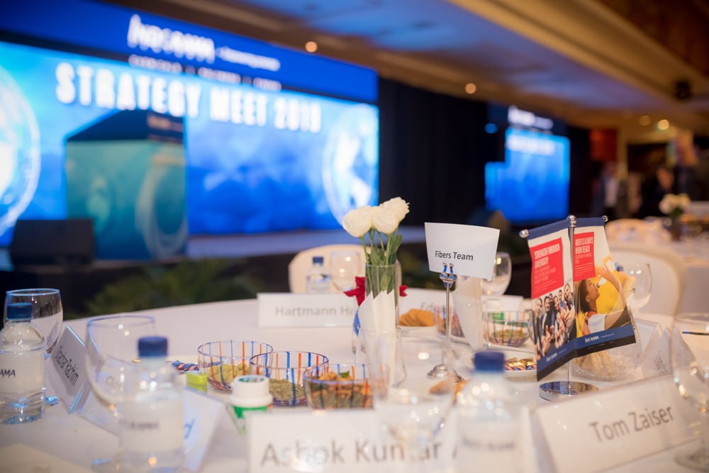 stage blue screen at a corporate event at Anantara Siam Bangkok, Bangkok, Thailand — managed by Niramit Creations.