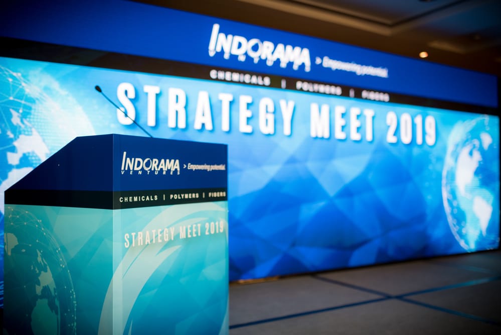strategy meet stage screen at a corporate event at Anantara Siam Bangkok, Bangkok, Thailand — managed by Niramit Creations.