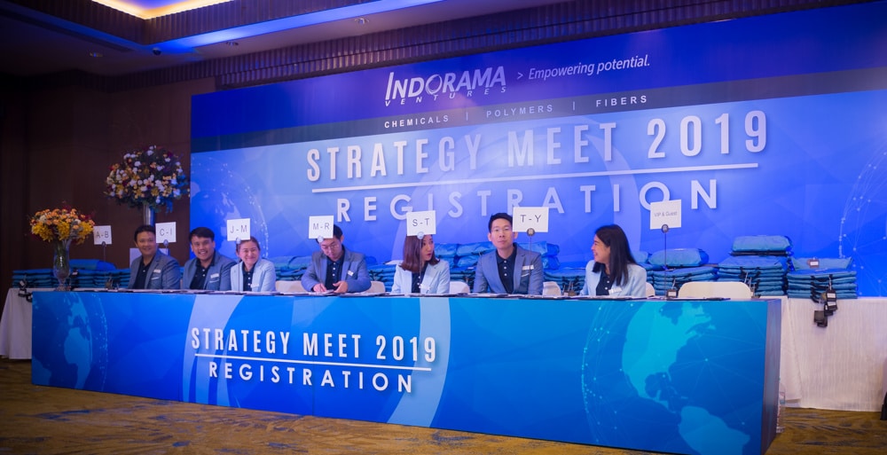panel stage branded at a corporate event at The Athenee Hotel Bangkok, Bangkok, Thailand — managed by Niramit Creations.