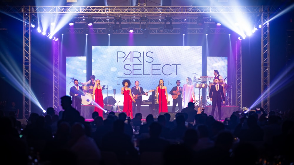 stage performance lighting at a corporate event at The Athenee Hotel Bangkok, Bangkok, Thailand — managed by Niramit Creations.