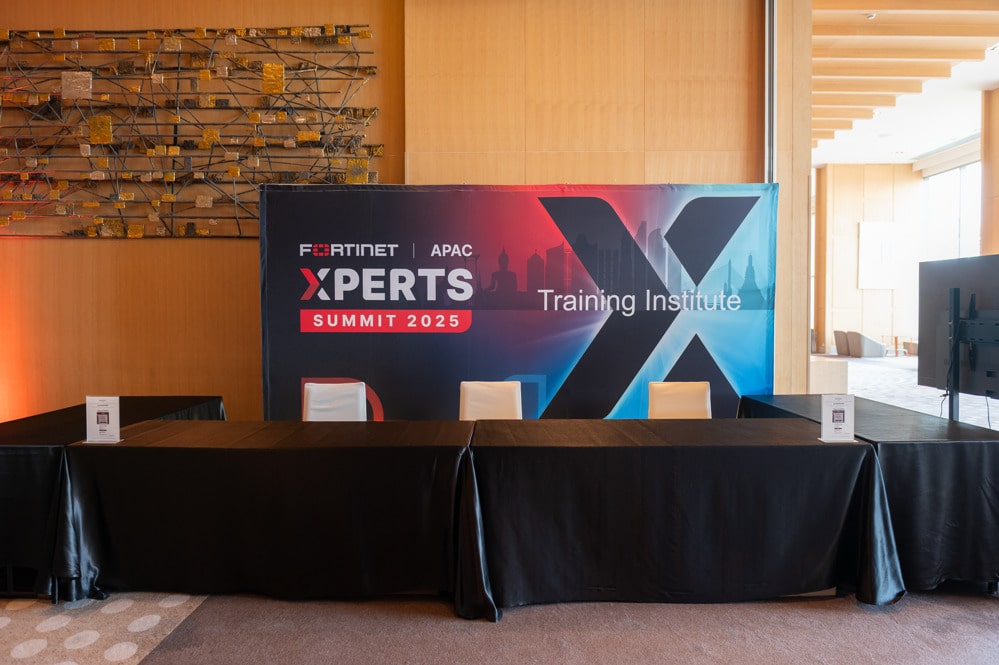 conference stage banners at a corporate event at AVANI+ Riverside Bangkok, Bangkok, Thailand — managed by Niramit Creations.