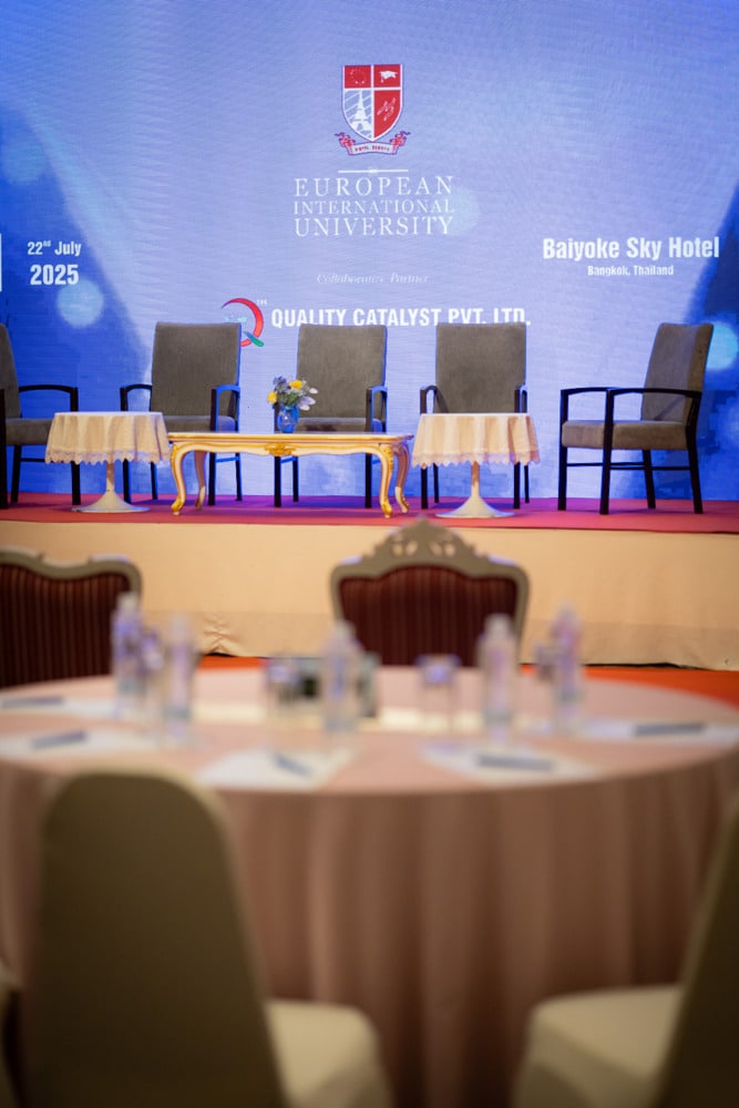 convocation stage seating at a corporate event at Baiyoke Sky Hotel Bangkok, Bangkok, Thailand — managed by Niramit Creations.