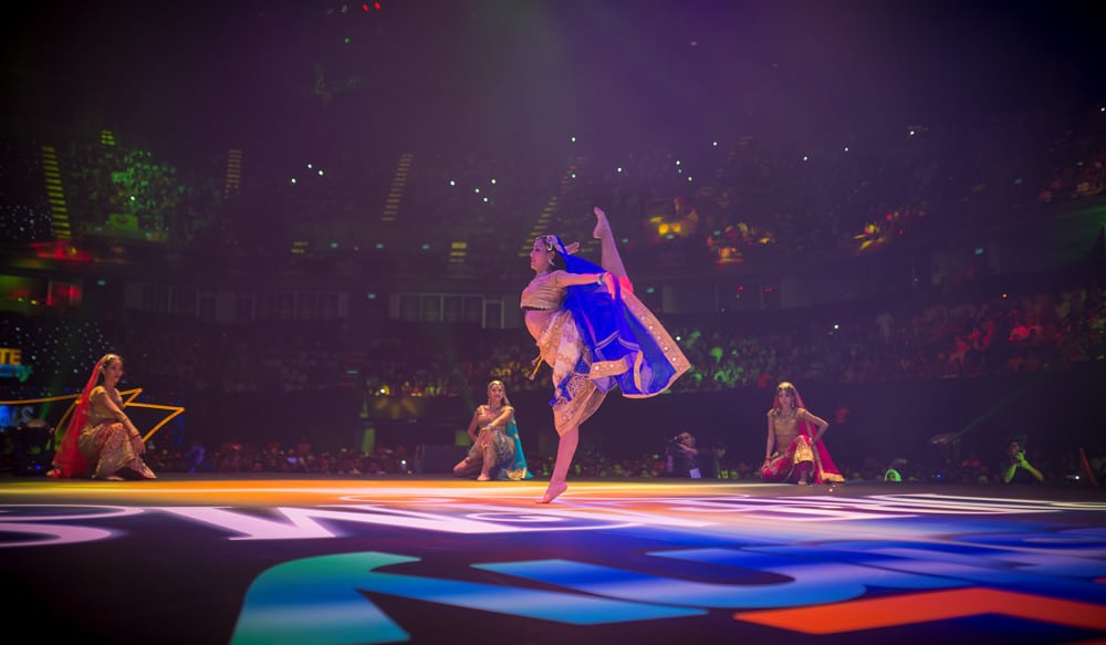 stage aerial acrobatics at a corporate event at IMPACT Arena Bangkok, Bangkok, Thailand — managed by Niramit Creations.
