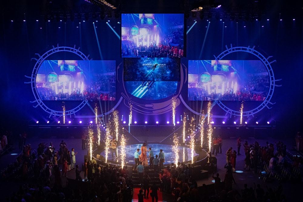 Corporate business convention main stage at IMPACT Challenger Bangkok, managed by Niramit Creations Thailand.