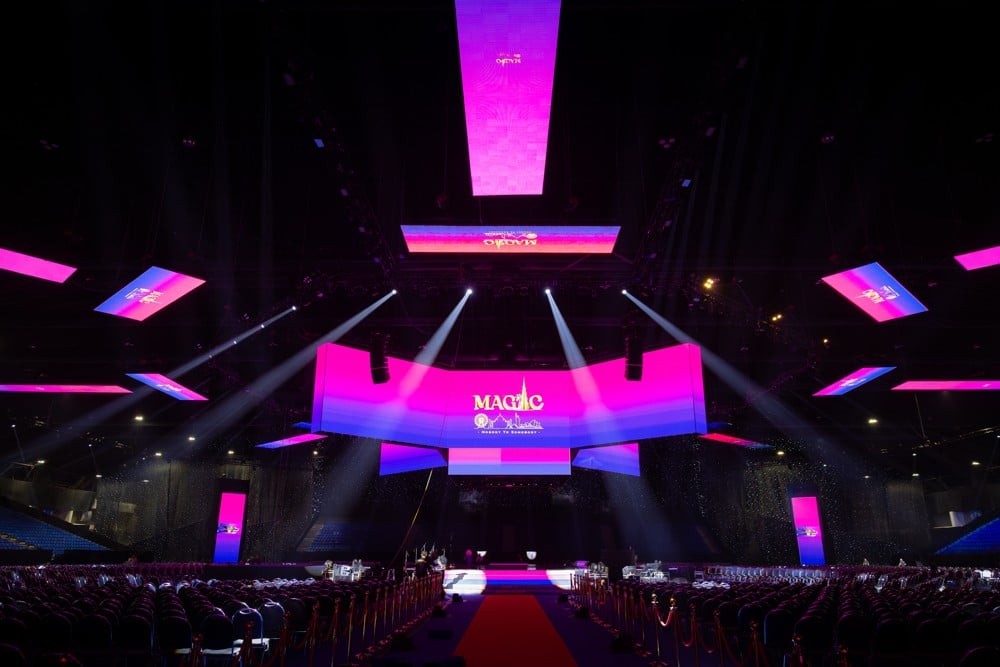 Magic25 #NobodyToSomebody Convention — stage wide led ceiling at IMPACT Challenger Bangkok, Bangkok. Corporate event by Niramit Creations Thailand.