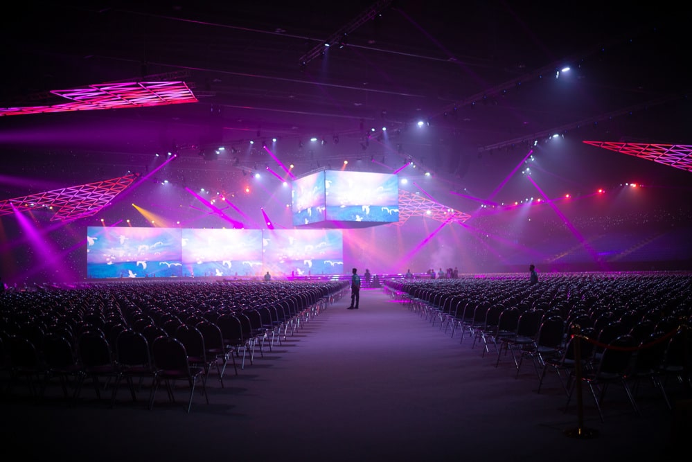 International motivational seminar main stage at IMPACT Challenger Bangkok, managed by Niramit Creations Thailand.