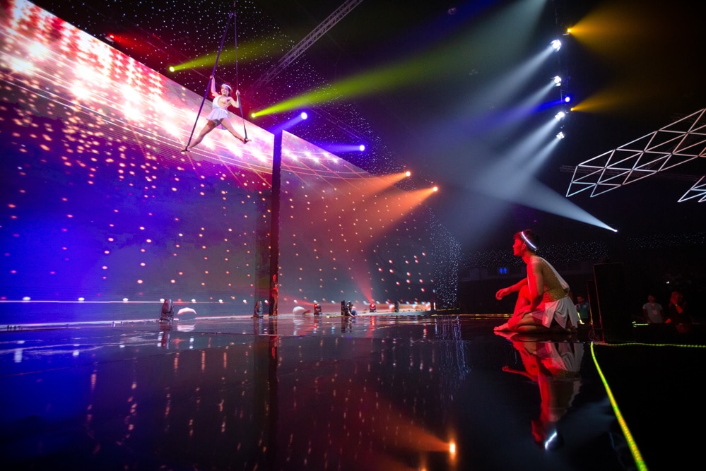 International motivational seminar stage lighting at IMPACT Challenger Bangkok, managed by Niramit Creations Thailand.
