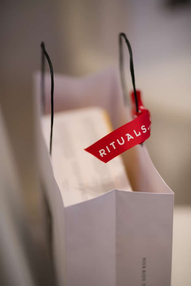 gift bag ribbon tag detail at a corporate event at Siam Kempinski Hotel Bangkok, Bangkok, Thailand — managed by Niramit Creations.